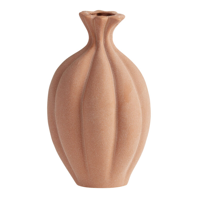 Brown Textured Ceramic Pod Vase image number 1
