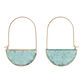 Gold And Teal Crackled Glass Elongated Hoop Earrings image number 0