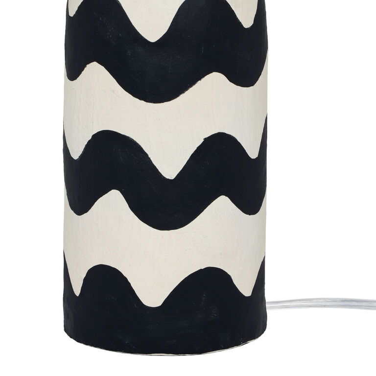 Doric Black and White Wavy Zigzag Stripe Table Lamp image number 5