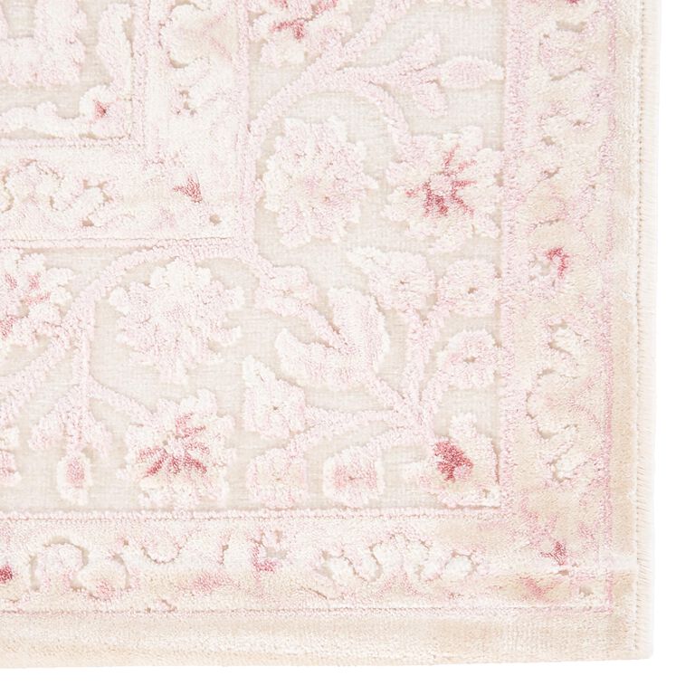 Hasna Pale Pink And White Medallion Area Rug image number 2
