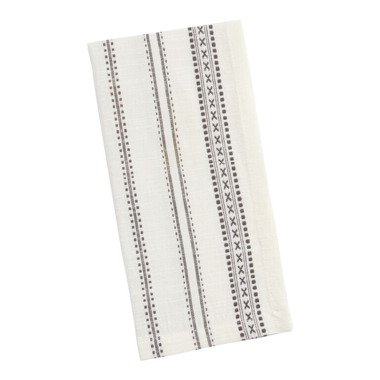 Gray And Ivory Geo Stripe Napkin Set of 4 image number 1
