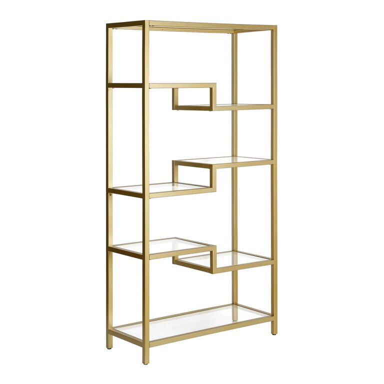 Ceci Metal and Glass Asymmetrical Bookshelf image number 1