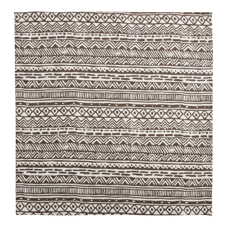 Tan And Ivory Geo Mud Cloth Print Napkin Set of 4 image number 2