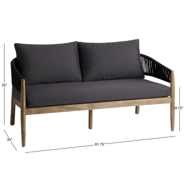 Cabrillo Acacia Wood And Rope Outdoor Loveseat image number 6