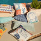 Teal And Ivory Greek Key Tile Indoor Outdoor Lumbar Pillow image number 1