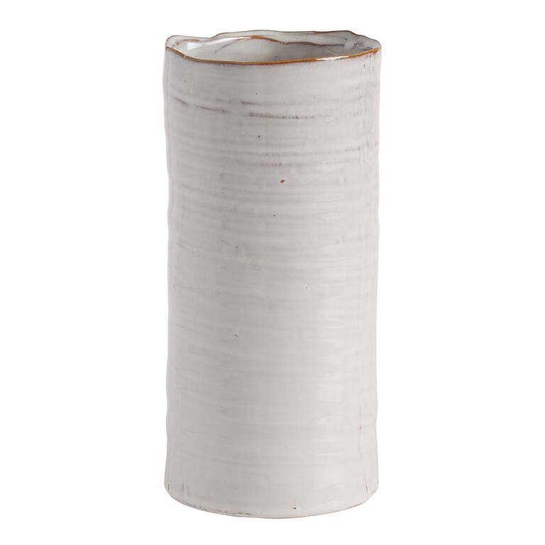 Tall Ivory Reactive Glaze Ceramic Vase image number 1