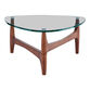 Kayla Triangular Walnut Wood and Glass Top Coffee Table image number 3