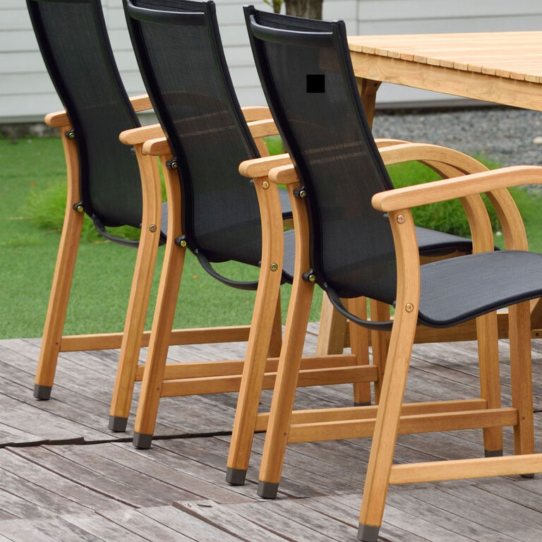 Chiara Mesh and Wood Outdoor Dining Chairs 4 Piece Set image number 4
