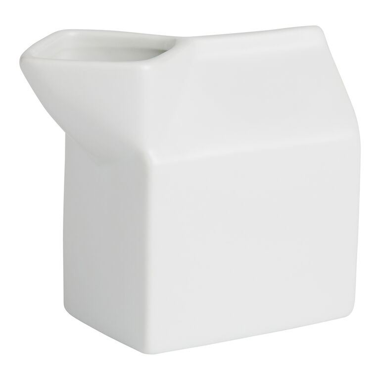 White Porcelain Milk Carton Figural Creamer image number 1