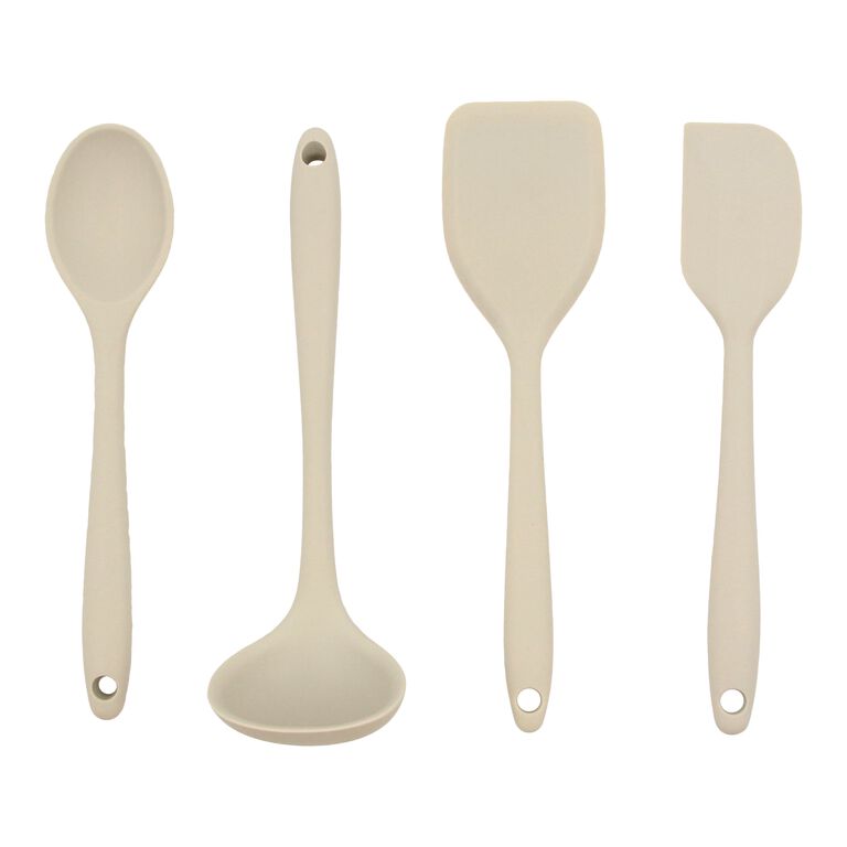 Mini Greige Silicone Cooking Utensils Set of 4 image number 1