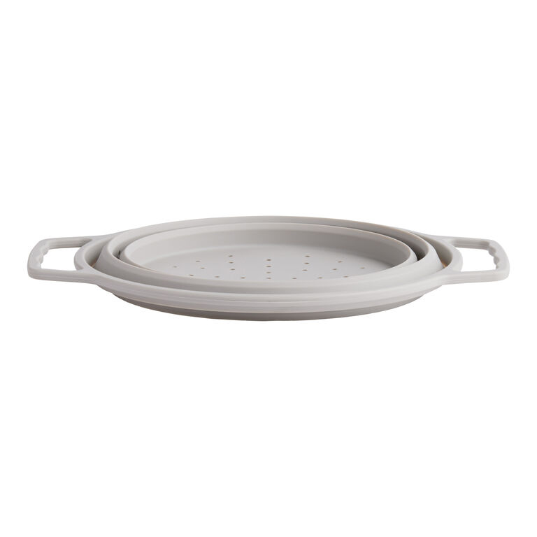 Round Beige Silicone Collapsible Colander image number 2