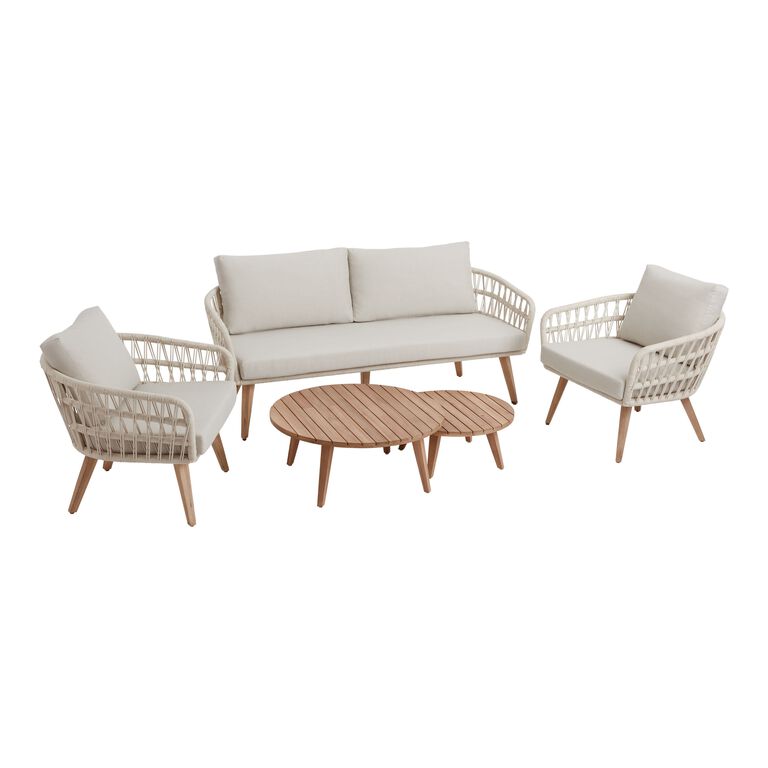 Nevis Round Acacia Outdoor Nesting Coffee Tables 2 Piece Set image number 4