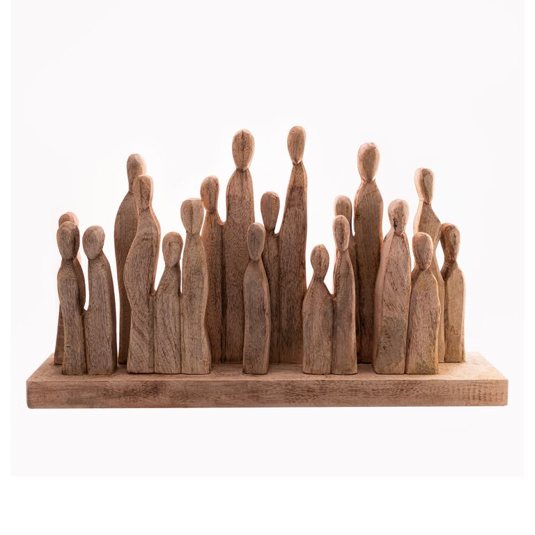 Carved Mango Wood Group of Figures Decor image number 2