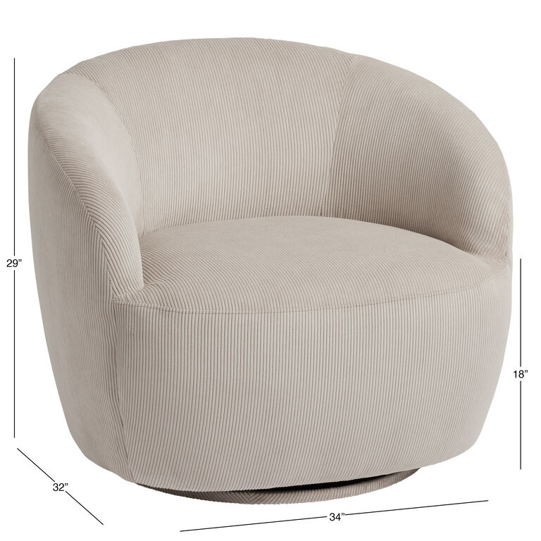 Royce Taupe Corduroy Upholstered Swivel Chair image number 6