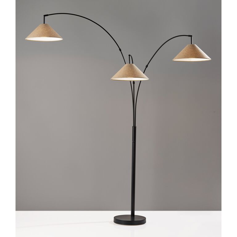 Braxton Metal 3 Light Cone Shade Adjustable Arc Floor Lamp image number 2