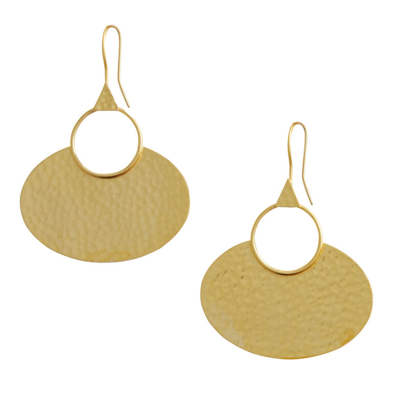 Gold Hammered Fan Drop Earrings image number 1