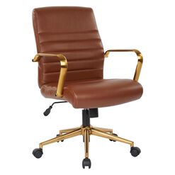 Armstrong Faux Leather and Gold Upholstered Office Chair