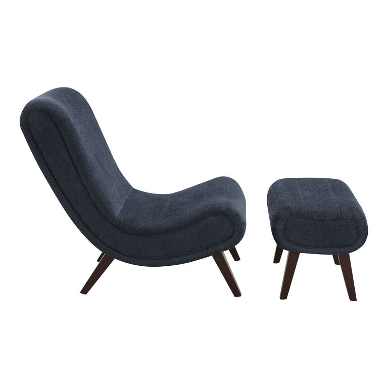 Cuyler Indigo Blue Upholstered Chair and Ottoman Set image number 3