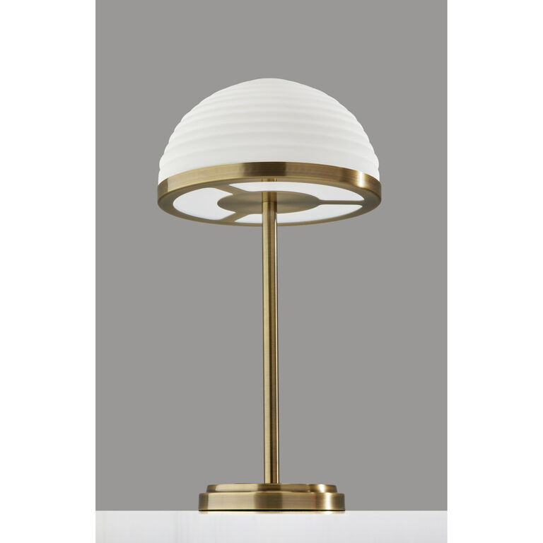 Milford Frosted Glass Dome and Antique Brass LED Table Lamp image number 3