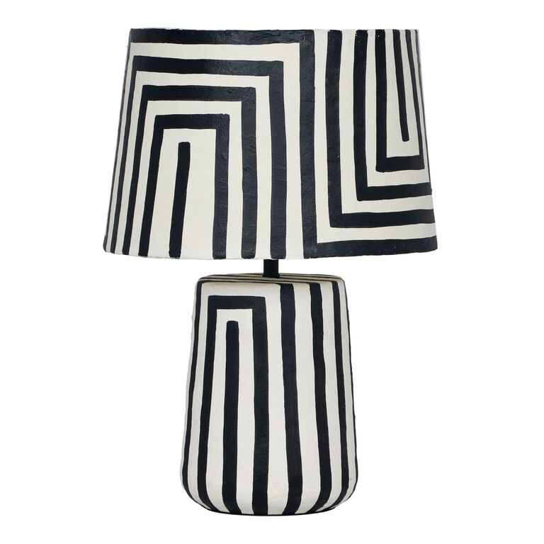 Parry Black and White Maze Stripe Table Lamp image number 1