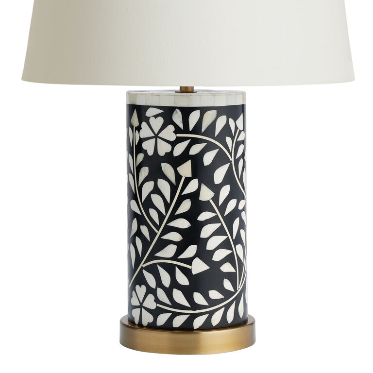 Marga Black And White Floral Bone Inlay Table Lamp Base image number 1